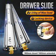 Detailed information about the product Drawer Slides Runners Heavy Duty Locking Ball Bearing Rails Cabinet Track Guide 125Kg