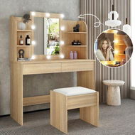 Detailed information about the product Dressing Table Makeup Mirrored Lighting Vanity Dresser Set Bedroom With Stool Drawers Oak