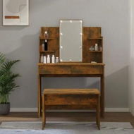 Detailed information about the product Dressing Table Set with LED Smoked Oak Engineered Wood