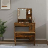 Detailed information about the product Dressing Table Set with LED Smoked Oak Engineered Wood