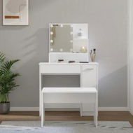 Detailed information about the product Dressing Table Set with LED White Engineered Wood