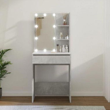 Dressing Table With LED Concrete Grey 60x40x140 Cm