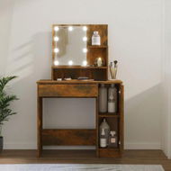 Detailed information about the product Dressing Table with LED Smoked Oak 86.5x35x136 cm