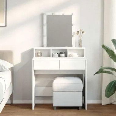 Dressing Table with LED White 80x41x144.5 cm