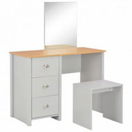 Detailed information about the product Dressing Table With Mirror And Stool Grey 104x45x131 Cm