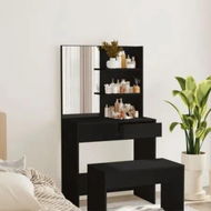 Detailed information about the product Dressing Table with Mirror Black 74.5x40x141 cm