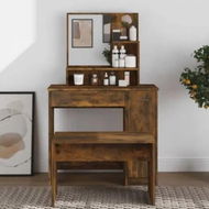 Detailed information about the product Dressing Table with Mirror Smoked Oak 86.5x35x136 cm