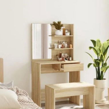 Dressing Table with Mirror Sonoma Oak 74.5x40x141 cm