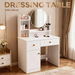 Dressing Table with Mirror White Makeup Vanity Dresser Desk Modern Bedroom Furniture Home Organiser Decoration Storage 2 Drawers Shelves 1 Cabinet. Available at Crazy Sales for $139.95