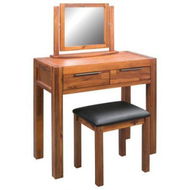 Detailed information about the product Dressing Table with Stool and Mirror Solid Acacia Wood