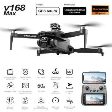Drone 8K GPS Dual Camera 5G Wi-Fi FPV 360 Obstacle Avoidance Brushless RC Quadcopter Large Screen 2 Batteries