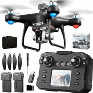 Detailed information about the product Drone with Screen Controller with SD card,Brushless Motor,Optical Flow Localization,Active Obstacle Avoidance,One Key Take Off Landing(2 Batteries-Black)