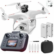 Detailed information about the product Drone with Screen Controller,Brushless Motor,Altitude Hold One Key Take Off Landing with Black Outdoor Carrying Case(White-2 Batteries)