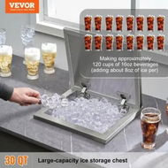 Detailed information about the product Drop in Ice Chest, 14'L x 12'W x 18'H Stainless Steel Ice Cooler, Commercial Ice Bin with Hinged Cover, 40 qt Outdoor Kitchen Ice Bar, Drain-pipe and Drain Plug Included, for Cold Wine Beer