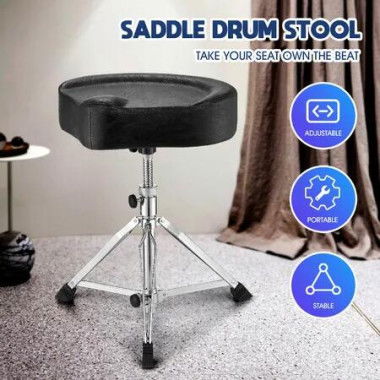 Drum Saddle Stool Seat Musician Throne Swivel Adjustable Ergonomic Heavy Duty Padded Guitar Playing Practice Chair