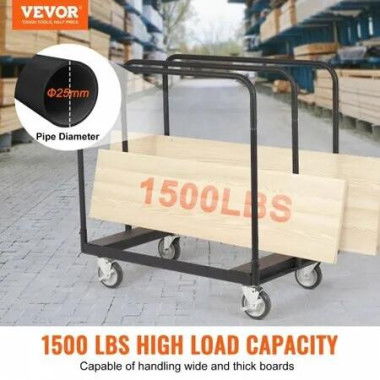 Drywall Cart 1500 LBS Panel Dolly Cart with 36.02 x 24.02 Deck and 5 Swivel Wheels Heavy-Duty Drywall Sheet Cart Handling Wall Panel Sheetrock Lumber