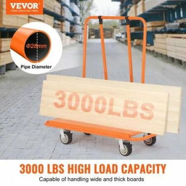 Drywall Cart 3000 LBS Panel Dolly Cart with 45.28' x 21.8' Deck and 5' Swivel Wheels Heavy-Duty Drywall Sheet Cart Handling Wall Panel Sheetrock Lumber