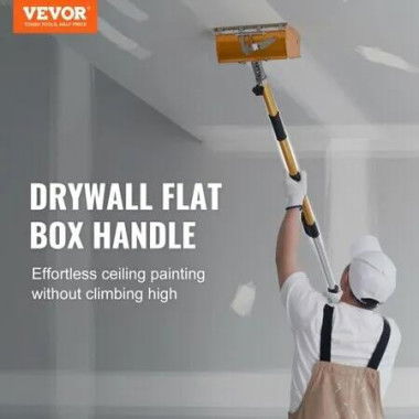 Drywall Flat Box Handle 40''-64'' Anodized Aluminum Flat Finishing Extension Handle 5-Section Length Adjustable Non-slip Grip and 360Â° Painting