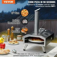 Detailed information about the product Dual Fuel Pizza Oven for Outdoor Use 12' Portable Pizza Oven Pellet & Gas Powered Outdoor Pizza Oven with Thickened Cordierite 210 degree Rotating