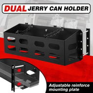 Detailed information about the product Dual Jerry Gas Can Holder Metal Lockable Fuel Jug Canister Petrol Container Rack Mount Bracket Liquid Carrier Toolbox for Camper Caravan Trailer Black