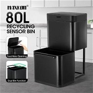Detailed information about the product Dual Rubbish Bin Recycling 80L Kitchen Waste Dust Garbage Trash Can Motion Sensor Stainless Steel Household Container Black