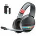 Dual Wireless Gaming Headset with Mic for PS5,PS4,PC,2.4GHz Wireless & Bluetooth 5.3,100 Hr Battery,50mm Drivers,Lightweight & RGB Lighting - DarkRed. Available at Crazy Sales for $69.99