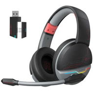 Detailed information about the product Dual Wireless Gaming Headset with Microphone for PS5, PS4, PC, Mobile, Tablet: 2.4 GHz Wireless + 5.3 Bluetooth - Lightweight - RGB Light - Red