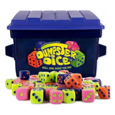 Dumpster Dice, Fast Paced Family Dice Game, Fun 4 Player Board and Dice Game with Dumpster, 80 Dice, and Graffiti Stickers, Perfect for Travel