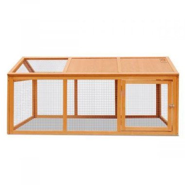 Durable Fir Wood Rabbit Hutch Chicken Coop Cage W/Strong Mesh Wire, Expansive Living Area