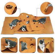 Detailed information about the product Durable Foldable Cat Play Mat - Scratch-Resistant Hide & Seek Blanket with Holes