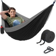 Detailed information about the product Durable Hammock 400lb Capacity,Lightweight Nylon Camping Hammock Chair,Double or Single Sizes w/Tree Straps and Attached Carry Bag (Medium,Black)