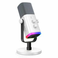 Detailed information about the product Dynamic Microphone for Podcast Recording,PC Computer Gaming Streaming Mic with RGB Light,Mute Button,Headphones Jack,Desktop Stand,White