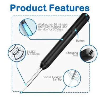 Ear Cleaner tool Wax Removal kit with detailed viewing 1080P Camera and Light - Illuminate, Inspect, and Clean Your Ears with Precision