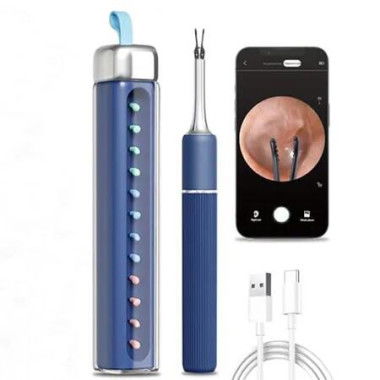 Ear Tweezers with Camera and Real time Remote Video, 3 in 1 Ear Cleaner Earwax Removal Kit for Whole Famil (Blue)