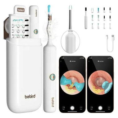 Earsight Plus Ear Wax Removal Tool Camera with HD Visual Otoscope, Smart WiFi Earwax Cleaner Kit, Safe Tools for Men Women and Kids, White