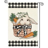 Detailed information about the product Easter Bunny Garden Flag Double Sided , Buffalo Plaid Spring Dwarf Rabbit Outdoor Decoration