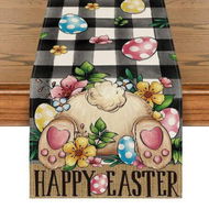 Detailed information about the product Easter Bunny Table Runner Black Buffalo Eggs Dining Table Decoration Flowers Spring Burlap Home Decor Holiday Party (13 x 72 Inch)