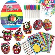 Detailed information about the product Easter Eggs Music Light Spinner? Egg Dying Kit? Egg Painting Kit. Coloring Kit With 10 Plus Wooden Eggs Crystals Cartoon Stickers.