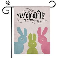 Detailed information about the product Easter Garden Flag Floral Rabbit Double Sided Vertical Rustic Farmhouse Yard Outdoor Seasonal Decoration 12x18 Inch