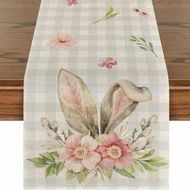 Detailed information about the product Easter Table Runner Rabbit Ears Buffalo Plaid Table Runner for Spring Summer Holiday Kitchen Dining Indoor Outdoor Party Decorations 13 x 72 Inch