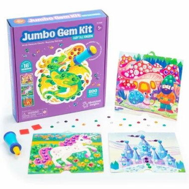 Educational Insights Jumbo Gem Kit, Mess Free Sticker Diamond Art Set, Beginner DIY Craft Supplies for Ages 5+