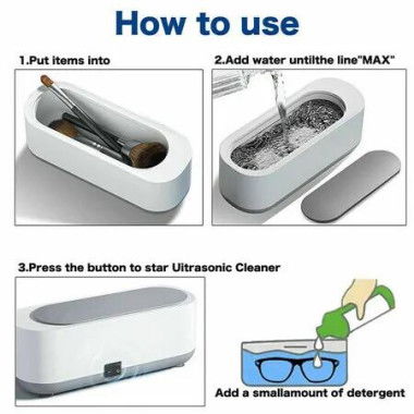 Efficient Ultrasonic Jewelry Cleaner Deep cleans dentures, glasses, watches for optimal hygiene