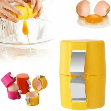 Egg Shell Opener,New Egg Cracker Tool,Hard Boiled Egg Peeler Egg Cube Egg Separator Handheld,Stainless Steel Eggshell Breaker Egg Shell Cutter Kitchen Gadgets (Yellow)