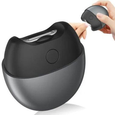 Electric Automatic Nail Clipper with Light, 2 Speed Trimmer, USB Rechargeable, Nail Scraps Storage, Safe for Kids and Seniors, Grey
