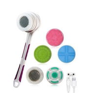 Detailed information about the product Electric Brush For Back Face Body And Feet. 5 Removable Detachable Soft Bristle Silicone Brush Heads For Face. USB Rechargeable (Purple).