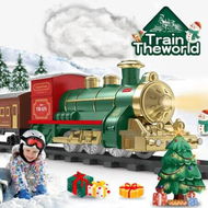 Detailed information about the product Electric Christmas Holiday Train Set with Lights Sounds Spary For Festive Decoration Christmas Train Toy Gift Green Train head