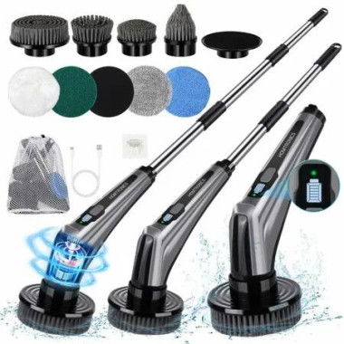 Electric Cleaning Brush with Screen,Cordless Electric Cleaning Brush with 10 Drill Brush Heads, Electric Cleaning Brush for Bathroom Tile Kitchen