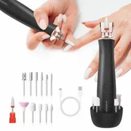 Detailed information about the product Electric Cordless Nail Drill Portable Manicure Pedicure Kit with Stand,5 Speeds Nail Grind Trimmer Buffer Powerful Hand Foot Nail Grinder-Black