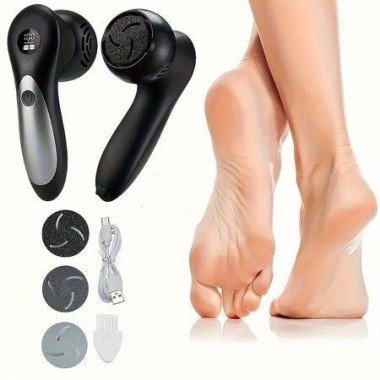 Electric Foot Callus Remover Rechargeable Portable Electronic Pedicure Feet Scrubber File Tool For Dead Skin Color Black