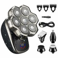 Detailed information about the product Electric Head Shaver for Bald Men,5-in-1 Rotary Shaver Waterproof Grooming Kit Electric Shavers for Mens,Cordless 7D Bald Head Razor for Home,Travel